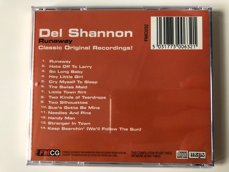Del Shannon ‎– Runaway / Classic Original Recordings! / FMCG ‎Audio CD 1997 / FMC032
