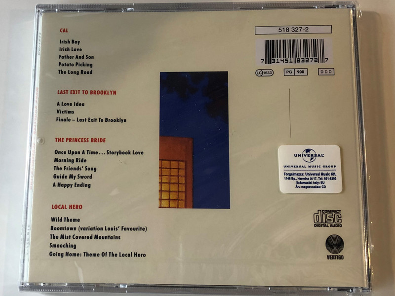 Mark Knopfler ‎– Screenplaying / Music From - Local Hero - Cal - The Princess Bride - Last Exit to Brooklyn / Vertigo Audio CD / 518 327-2