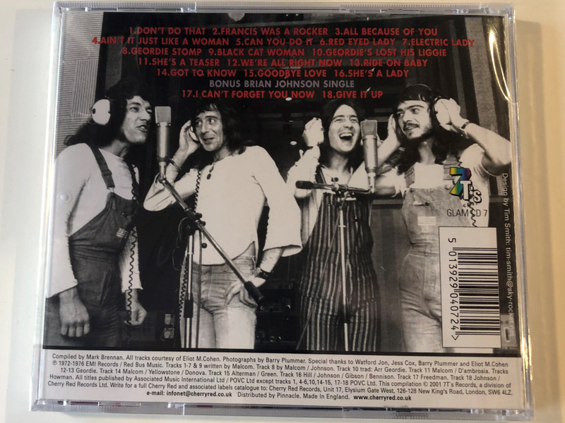 Geordie ‎– The Singles Collection / 7T's Records ‎Audio CD 2001 / GLAM CD 7