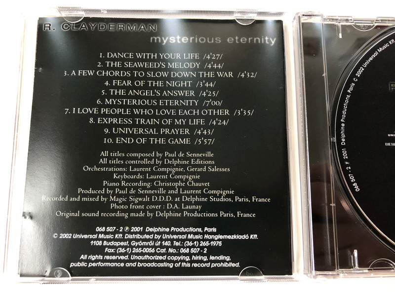 Mysterious Eternity - R. Clayderman ‎/ Delphine Productions Audio CD 2001 / 068 507-2