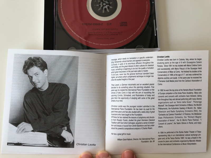 Christian Leotta ‎(piano) – Vol. I - Sonata For Piano N.11 In B Flat Major Op.22, Sonata For Piano N.32 In C Minor Op.111 / Ermitage ‎Audio CD 1998 / FRERM 69668-2