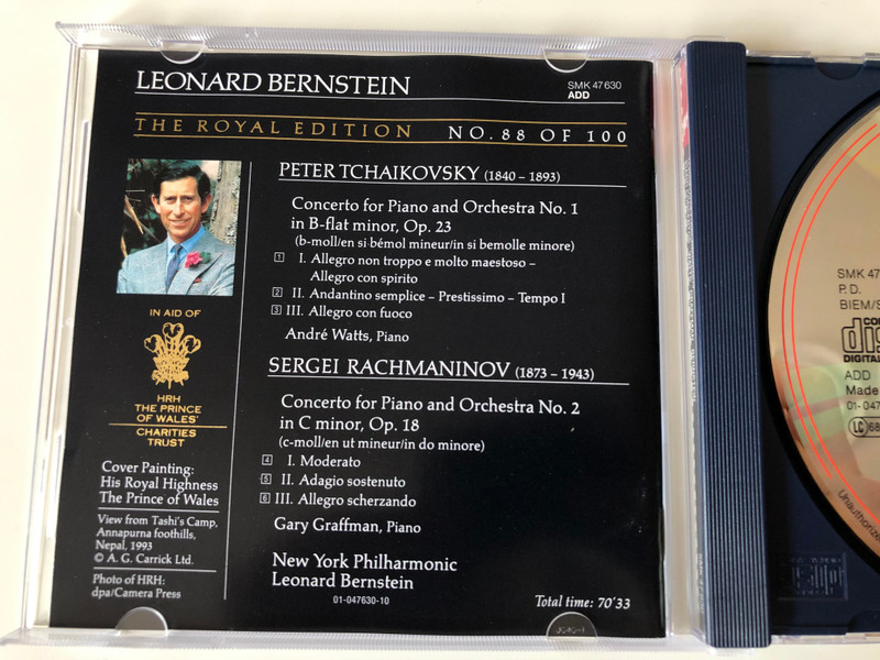 Leonard Bernstein - Tchaikovsky - Piano Concerto No. 1, Rachmaninov: Piano Concerto No. 2 / Andre Watts, Gary Graffman, New York Philharmonic / The Royal Edition - No. 88 Of 100 / Sony Classical ‎Audio CD 1993 / SMK 47630