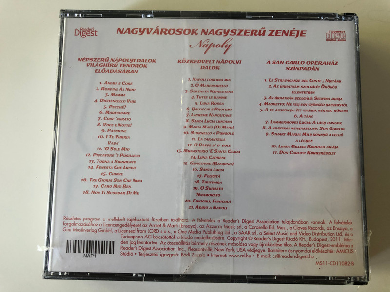 Nápoly - Nagyvárosok Nagyszerű Zenéje / Reader's Digest ‎3x Audio CD 2011 / MS11-CD11082-1-3