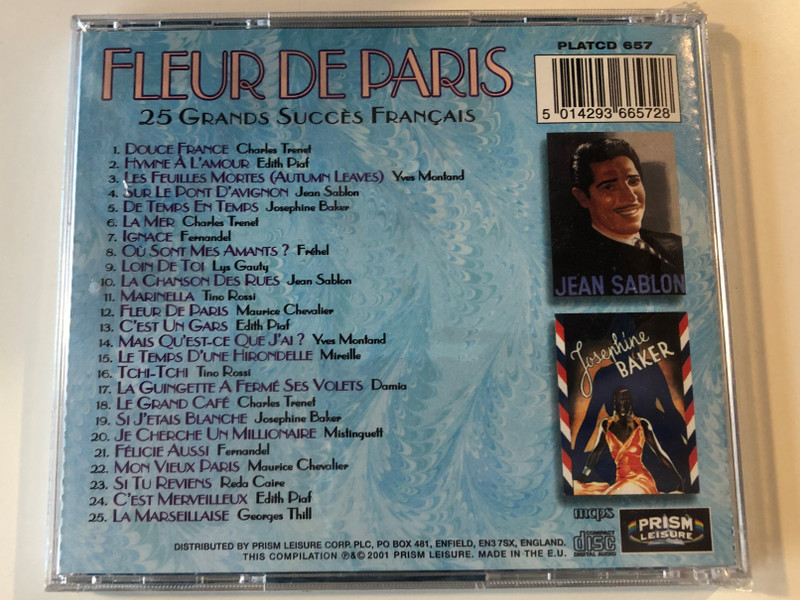 Fleur De Paris - 25 Grands Succes Francais / Prism Leisure ‎Audio CD 2001 / PLATCD 657