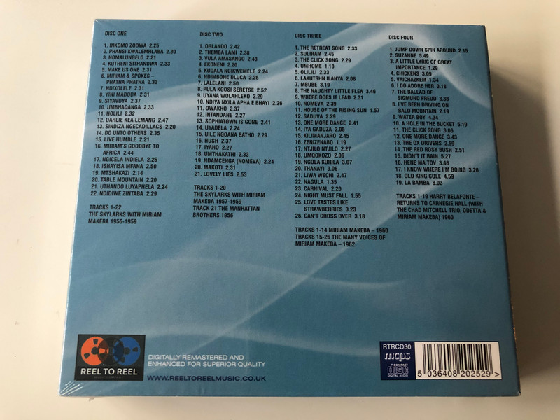 Miriam Makeba ‎( 1956 - 1962 ) / Reel To Reel Music Company ‎4x Audio CD / RTRCD30