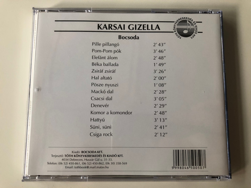 Bocsoda - Karsai Gizella ‎/ Bocsoda Kft. ‎Audio CD Stereo / TKK 002 / Hungarian Songs for Children