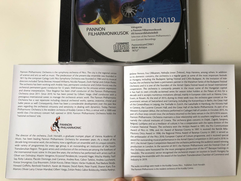 Pannon Philharmonic - Titanium 2018/2019 / Audio CD / PannonicumCD061