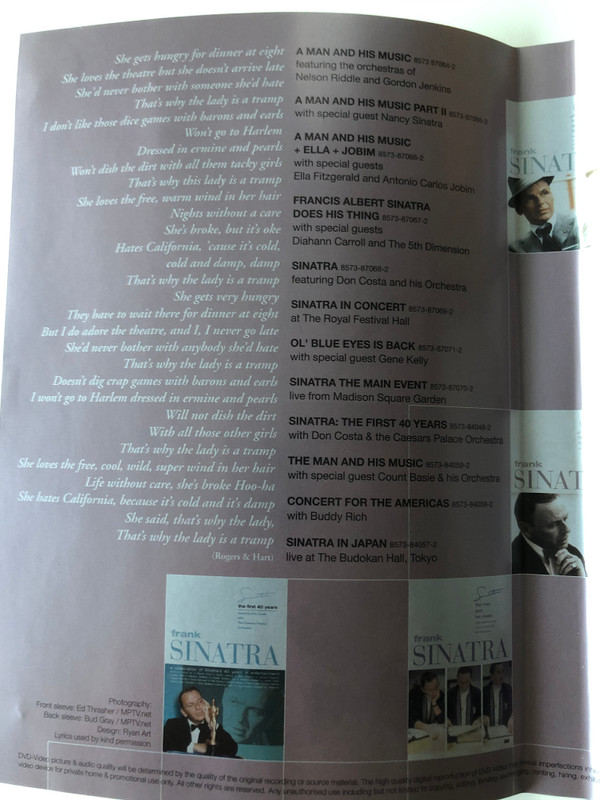 Frank Sinatra DVD Sinatra & Friends featuring Nelson Riddle & His Orchestra / Dean Martin, Tony Bennett, Natalie Cole, Loretta Lynn (0685738707225)