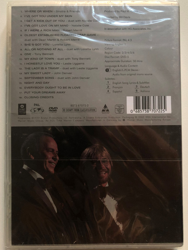 Frank Sinatra DVD Sinatra & Friends featuring Nelson Riddle & His Orchestra  Dean Martin, Tony Bennett, Natalie Cole, Loretta Lynn (0685738707225)