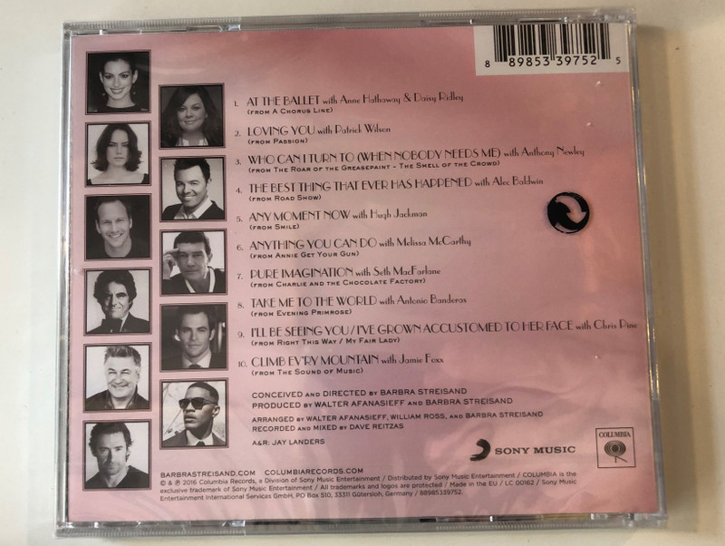 Streisand ‎– Encore: Movie Partners Sing Broadway / With: Alec Baldwin, Antonio Banderas, Jamie Foxx, Anne Hathaway, Chris Pine, Daisy Ridley, Patrick Wilson / Columbia ‎Audio CD 2016 / 88985339752