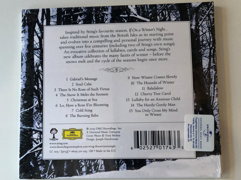 Sting ‎– If On A Winter's Night... / Deutsche Grammophon ‎Audio CD 2009 / 06025 270 1743 GH