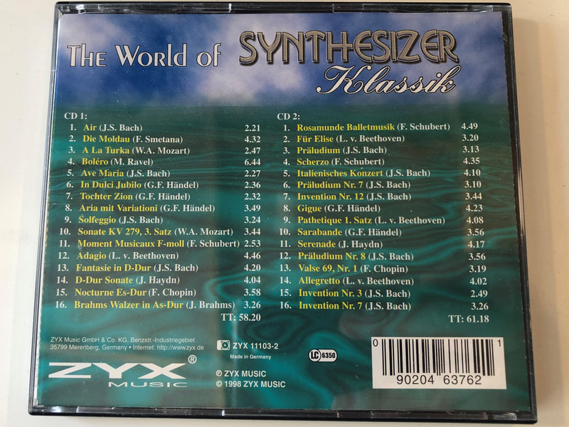 The World of Synthesizer - Klassik / Bolero, Ave Maria, Die Moldau, In Dulci Jubilo, Fantasie in D-dur, ...und viele mehr / ZYX Music 2x Audio CD 1998 / ZYX 11103-2
