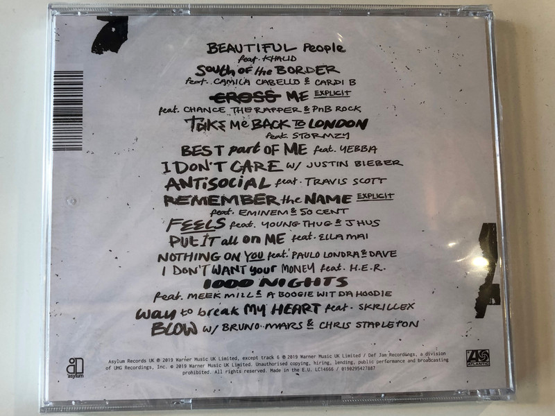 Ed Sheeran ‎– No.6 Collaborations Project / Asylum Records ‎Audio CD 2019 / 0190295427887