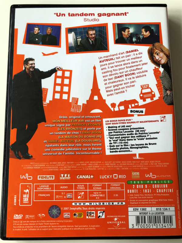 Mon meilleur ami 2 DVD 2015 My best friend / Directed by Patrice Leconte / Starring: Daniel Auteuil, Dany Boon (3700301013415)