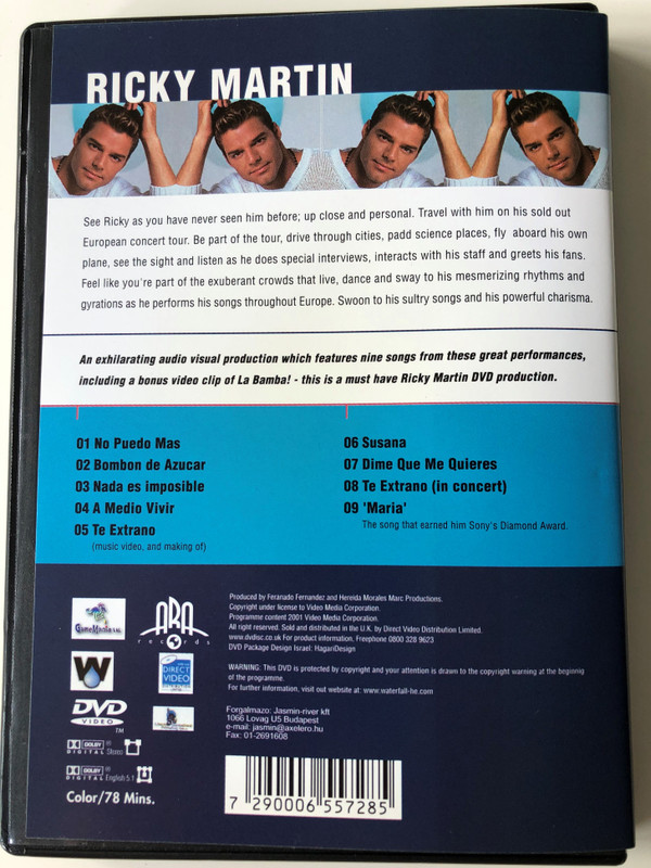 Ricky Martin - European Tour DVD 2001 / No puedo mas, Nada es imposible, Susana (7290006557285)