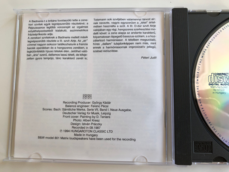 J. S. Bach – Four Orchestral Suites, BWV 1066-69 / Liszt Ferenc Chamber Orchestra, Budapest, Janos Rolla / Hungaroton ‎Classic Audio CD 1994 Stereo / HCD 31018