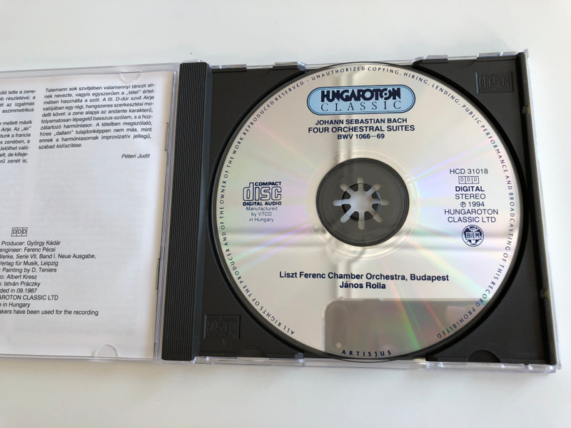 J. S. Bach – Four Orchestral Suites, BWV 1066-69 / Liszt Ferenc Chamber Orchestra, Budapest, Janos Rolla / Hungaroton ‎Classic Audio CD 1994 Stereo / HCD 31018