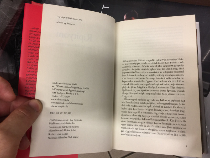 Ripityom - Jávor Pál, aki kétszer halt meg by Vajda Pierre / Athenaeum kiadó 2018 / Biography about Pál Jávor, hungarian actor / Hardcover (9789632938301)