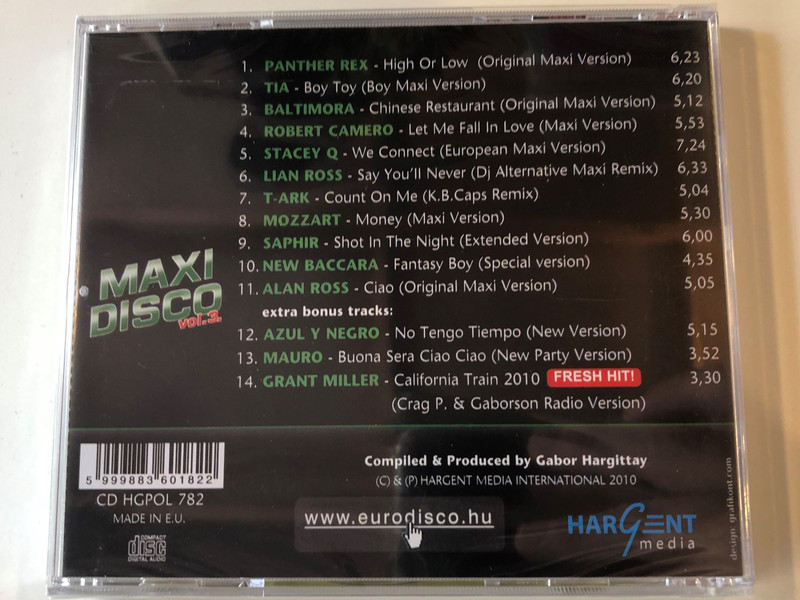 Gabor Hargittay presents Maxi Disco Vol. 3. / Saphir, New Baccara, Grant Miller, Panther Rex, Lian Ross, Baltimora, Alan Ross... / 80's Disco Rarities radio & clubhits collection incl. extra versions / Hargent Media ‎Audio CD 2010 / CD HGPOL 782