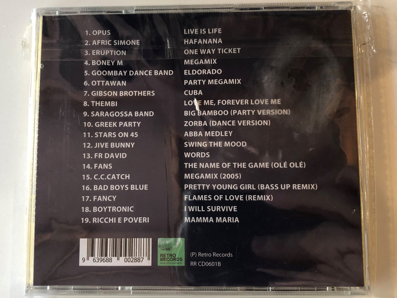 Retro Disco Dj Party Hits Collection / Thembi, Eruption, C.C.Catch, Bad Boys Blue, Boney M., Opus, Afric Simone, Ottawan / 19 Smash Retro Disco Hits Of 80's / Retro Records Audio CD / RR CD0601B
