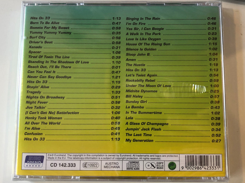 50 Party Hits / Night Fever, Born To Be Alive, Xanadu, Driver's Seat, Spacer, Stayin' Alive, Tragedy, Jive Talkin', Midnight Dynamos, All Over The World, Yummy Yummy Yummy, Nights On Broadway... / Eurotrend Audio CD / CD 142.333