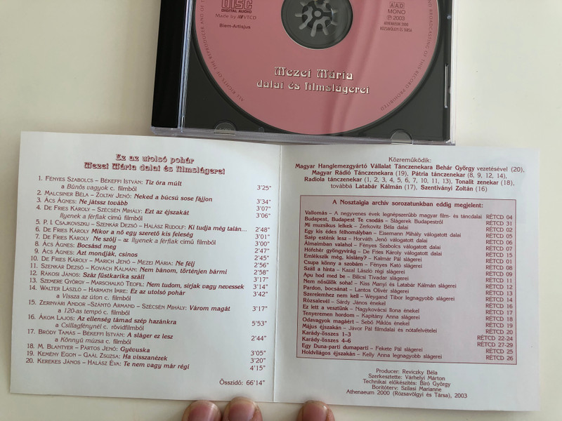 Ez Az Utolsó Pohár - Mezei Mária ‎- dalai es filmsagerei / Rózsavölgyi És Társa ‎Audio CD 2003 Mono / RÉTCD 032