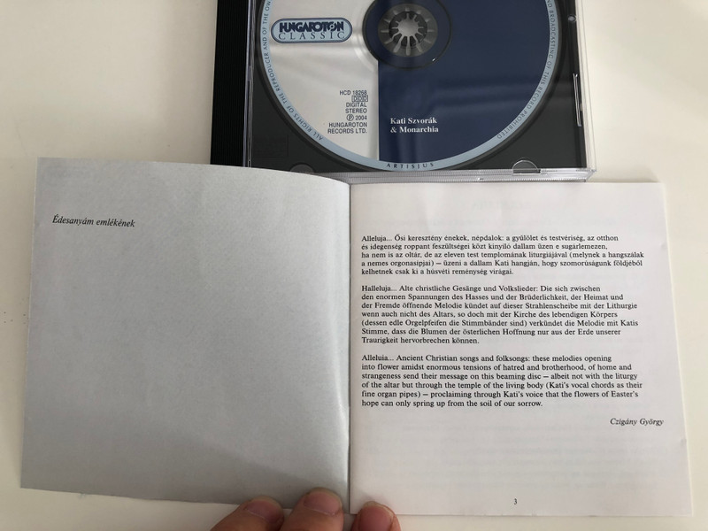 Kati Szvorák – Alleluia (Húsvét Közép-Európában = Easter In Central Europe) / Hungaroton Classic Audio CD 2004 Stereo / HCD 18268