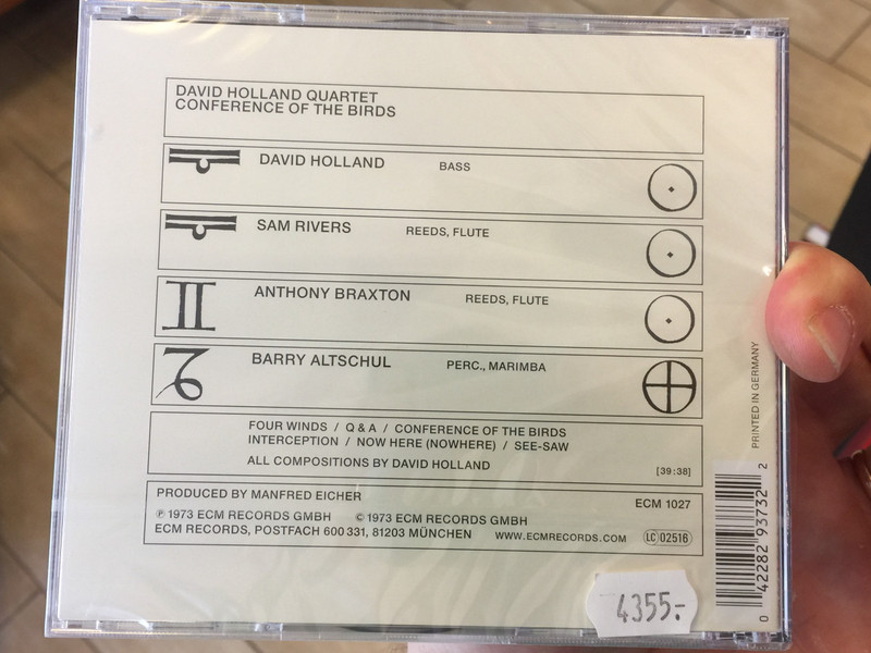 David Holland Quartet ‎– Conference Of The Birds / David Holland, Sam Rivers, Anthony Braxton, Barry Altschul / ECM Records ‎Audio CD / ECM 1027
