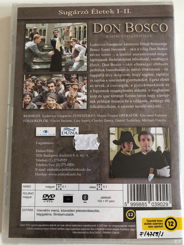 Don Bosco 2xDVD 2004 A szeretet küldetése I-II  Directed by Ludovico Gasparini, Starring Flavio Insinna, lina Sastri, Charles Dance, Michael Finerty (5999885039029)