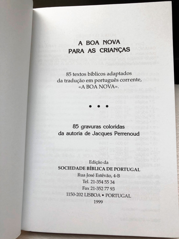 A boa nova para as crianças / Portuguese language Gospel for Children / 85 Bible texts adapted for kids / Illustrated by Jacques Perrenoud / Portuguese Bible Society 2000 / Paperback (9729085382)