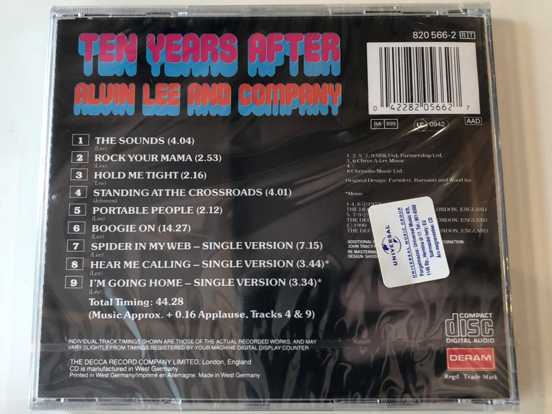 Ten Years After ‎– Alvin Lee And Company / Deram ‎Audio CD / 820 566-2
