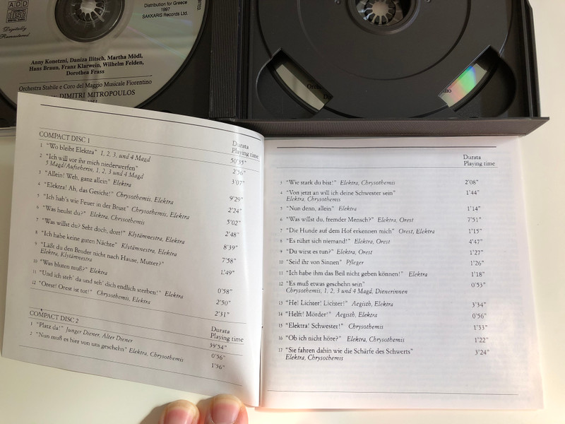 Richard Strauss ‎– Elektra / A. Konetzni, M. Modl, D. Ilitsch, H. Braun, F. Klarwein, W. Felden, D. Frass / Orchestra Stabile e Coro del Maggio Musicale Fiorentino, Dimitri Mitropoulos / Opera 2x Audio CD 1997 / CDTA.007