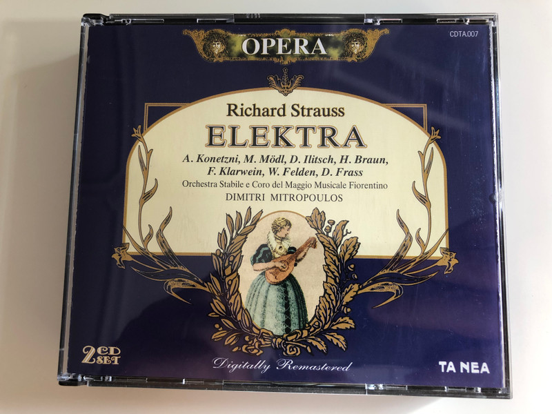 Richard Strauss ‎– Elektra / A. Konetzni, M. Modl, D. Ilitsch, H. Braun, F. Klarwein, W. Felden, D. Frass / Orchestra Stabile e Coro del Maggio Musicale Fiorentino, Dimitri Mitropoulos / Opera 2x Audio CD 1997 / CDTA.007