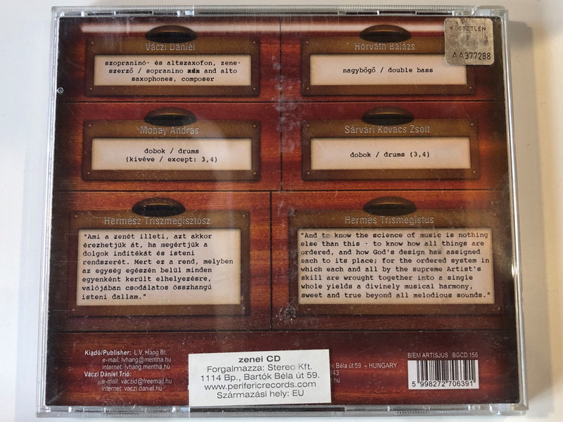 Váczi Dániel Trió ‎– Akron / Periferic Records ‎Audio CD 2005 / BGCD 156