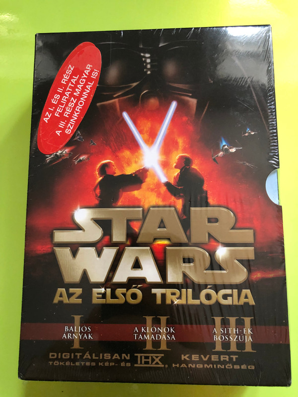 Star Wars The first trilogy DVD SET Star Wars - Az első trilógia / Phantom Menace, Attack of the Clones, Revenge of the Sith / Written & Directed by George Lucas / Starring: Ewan McGregor, Liam Neeson, Natalie Portman, Samuel L Jackson (5996255728705)
