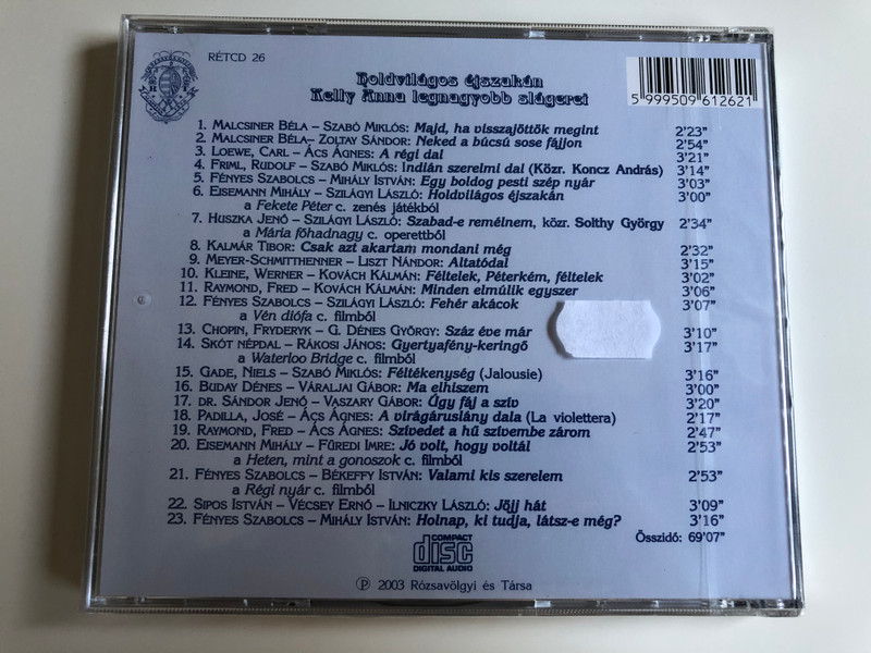 Holdvilágos Éjszakán - Kelly Anna, legnagyobb slagerci / Rózsavölgyi És Társa ‎Audio CD 2003 / RÉTCD 26