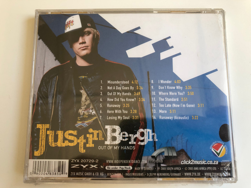 Justin Bergh ‎– Out of My Hands / ZYX Music ‎Audio CD 2005 / ZYX 20729-2