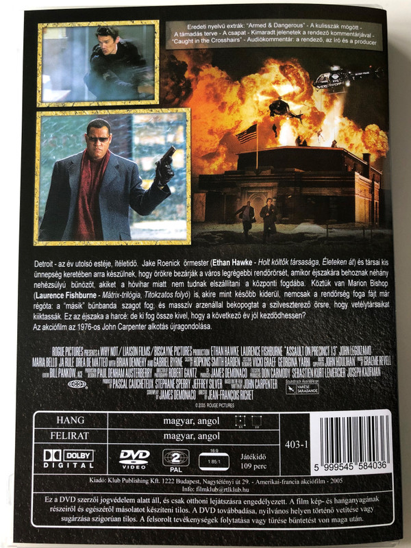 Assault on Precinct 13 DVD 2005 A 13-as rendőrörs / Directed by Jean-Francois Richet / Starring: Ethan Hawke, Laurence Fishburne (5999545584036)
