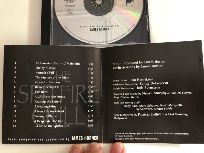 Original Motion Picture Soundtrack - The Spitfire Grill / Music composed and conducted by James Horner ‎/ Sony Classical ‎Audio CD 1996 / SK 62776
