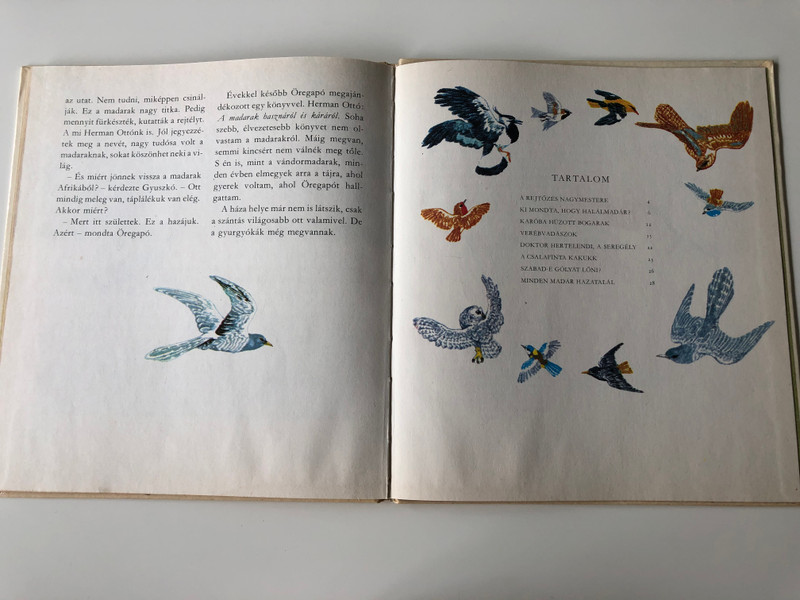 Öregapó madarai by Lázár Ervin / Illustrated by Balogh Péter / Old man's birds - Hungarian book for children about birds / Móra könyvkiadó 1974 / Hardcover (9631136582)
