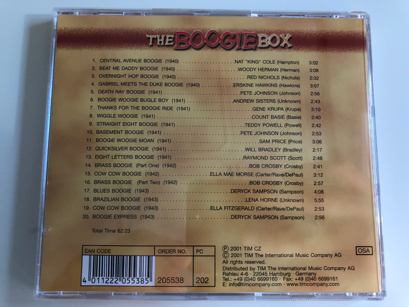 The Boogie Box Vol. 3 / Bob Crosby, Will Bradley, Ella Fitzgerald, Andrew Sisters, Deryck Sampson, Sam Price, Woody Herman, Red Nichols, Count Basie, Erskine Hawkins, Teddy Powell, Lena Horne, and many more / Tim Cz ‎Audio CD 2001 / 205538-202