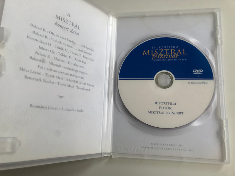 III. Regejáró - Misztrál fesztivál riportfilm DVD Nagymaros 2004 Július 16-17 / Riportfilm + Koncert / Misztrál együttes / Szerkesztő-riporter: Szaplonczai Laura (MisztrálDVD)