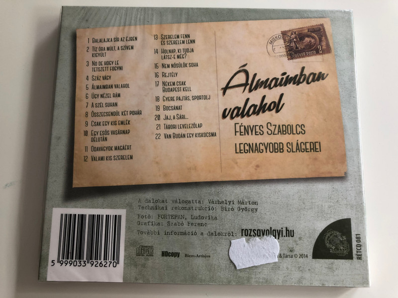 Almaimban valahol - Fenyes Szabolcs, legnagyobb slagerei / Rózsavölgyi És Társa ‎Audio CD 2014 / RÉTCD 081