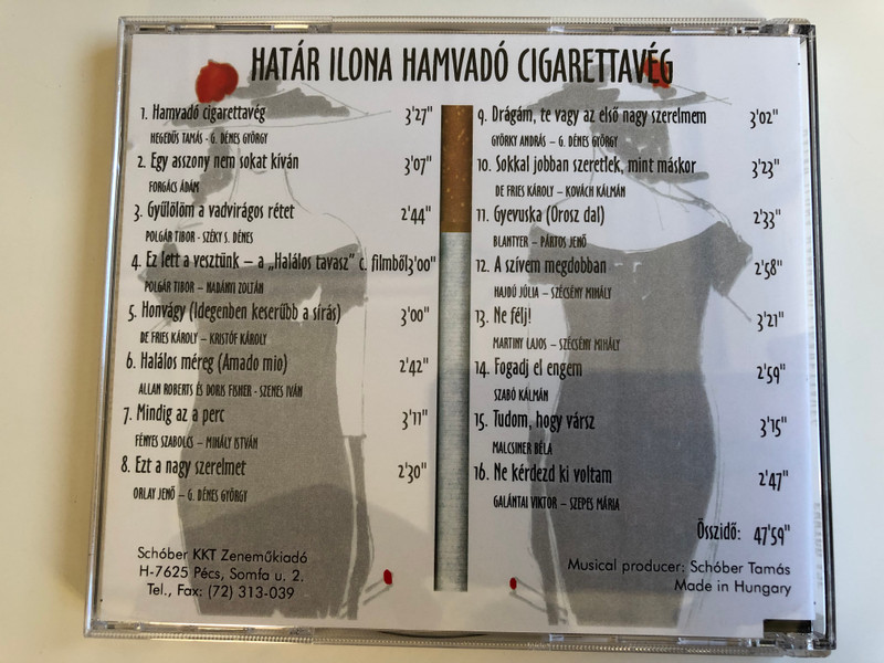 Hamvadó cigrettavég / Valogatta Es Eloadja Karády Katalin legszebb dalaiból: Hatar Ilona / Schober KKT Audio CD 1999 Stereo  / SKKTCD 126