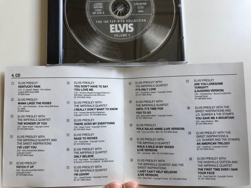 Elvis - The Wonder Of You, You Don't Have To Say You Love Me, Only Believe, and many others / Volume 4 / RCA Audio CD Stereo / 36 432 3