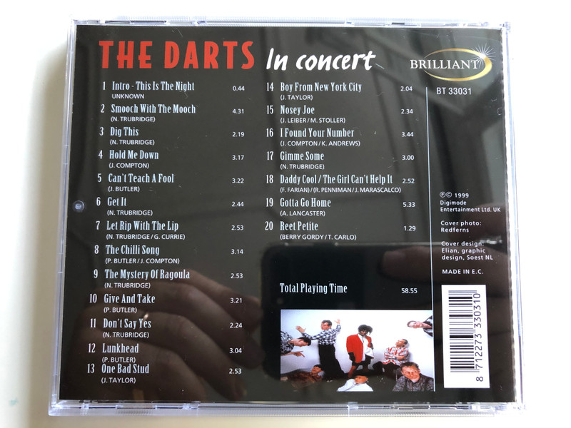 The Darts ‎– In Concert / Daddy Cool / The Girl Can't Help It, Gimme Some Boy, From New York City, Dig This, and many others / Brilliant Audio CD 1999 / BT33031