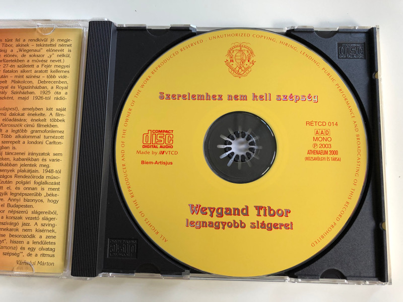 Szerelemhez Nem Kell Szépség - Weygand Tibor legnagyobb slagerei / Rózsavölgyi És Társa ‎Audio CD 2003 Mono / RÉTCD 14