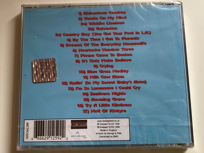 Glen Campbell ‎– Wichita Lineman / Featuring: Crying, Gentle On My Mind, I'm So Lonesome I Could Cry, Amazing Grace, Rollin', Heartache Number Three / Dressed To Kill ‎Audio CD 1999 / METRO320