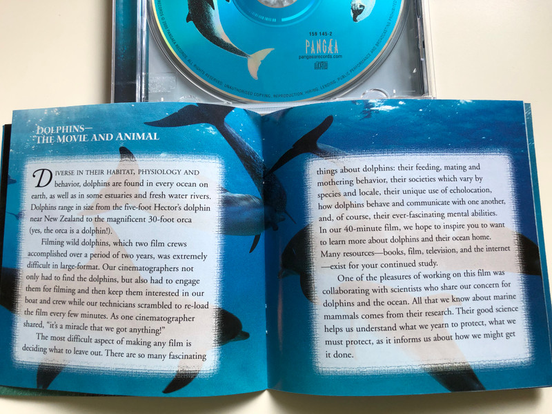 Soundtrack From The IMAX Theatre Film - Dolphins / Featuring The Music Of Sting Original Score & Arrangements By Steve Wood / A Macgillivray Freeman Film / PANGÆA ‎Audio CD 2000 / 159 145-2