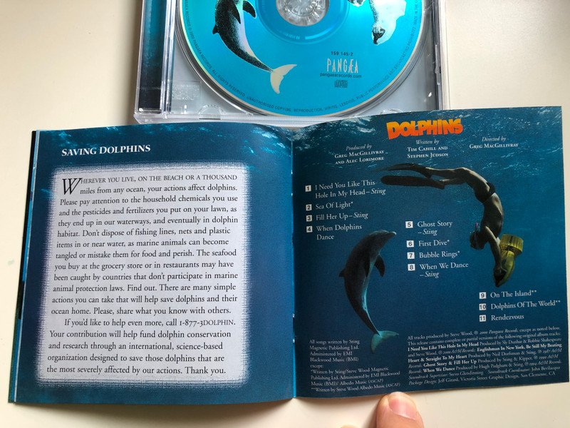 Soundtrack From The IMAX Theatre Film - Dolphins / Featuring The Music Of Sting Original Score & Arrangements By Steve Wood / A Macgillivray Freeman Film / PANGÆA ‎Audio CD 2000 / 159 145-2